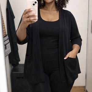 Misook open-front cardigan classic black (size XL) Exclusively Misook